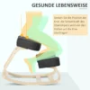 Kniestoel, ergonomische zithocker, gestoffeerde hocker voor gezonde zithouding, berkenhout, belastbaar tot 120 kg, zwart 7