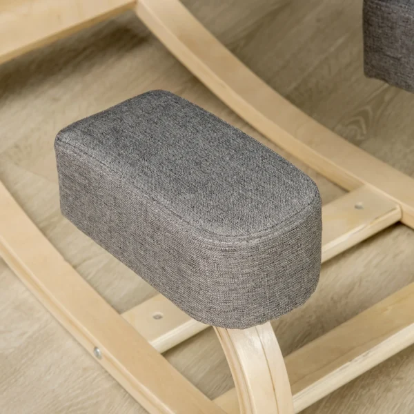 Kniestoel, ergonomische zithocker, gestoffeerde kruk voor gezonde zithouding, berkenhout, belastbaar tot 120 kg, grijs 10