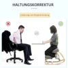 Kniestoel, ergonomische zithocker, gestoffeerde kruk voor gezonde zithouding, berkenhout, belastbaar tot 120 kg, grijs 5