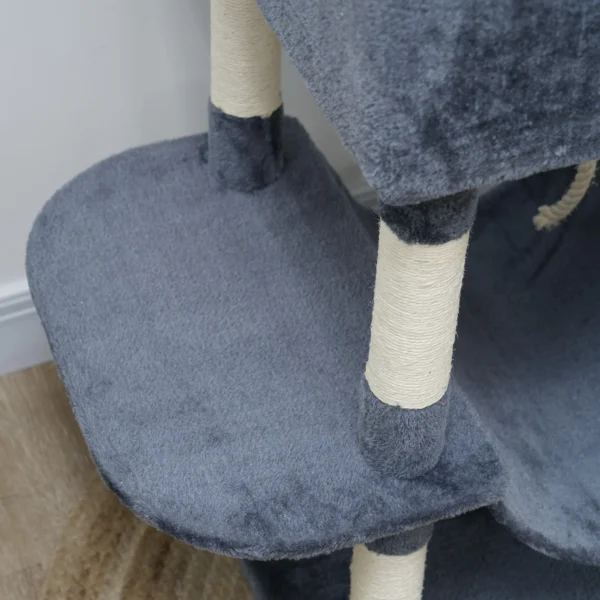 Krabpaal 206 cm kattentoren met hol, 2 speelballen, sisalstammen, platform voor grote katten, donkergrijs 10