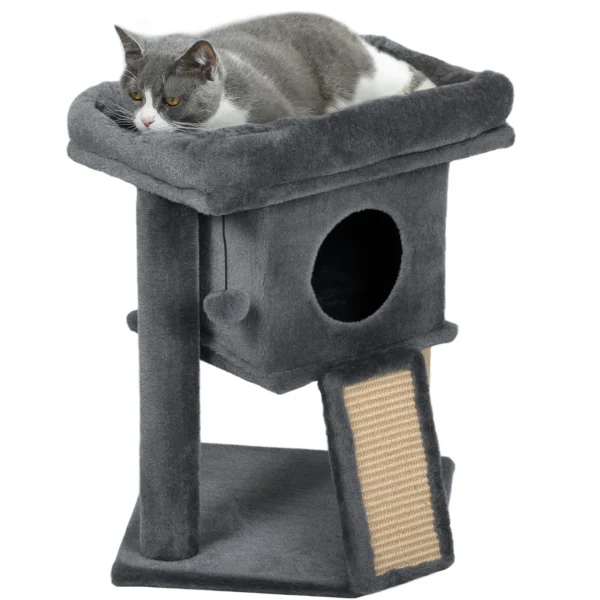 Krabpaal met jute krabmat, ligplatform, speelbal, kattenhuis, beige, 40 x 40 x 57 cm 10