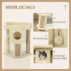 Krabpaal met jute krabmat, ligplatform, speelbal, kattenhuis, beige, 40 x 40 x 57 cm 6