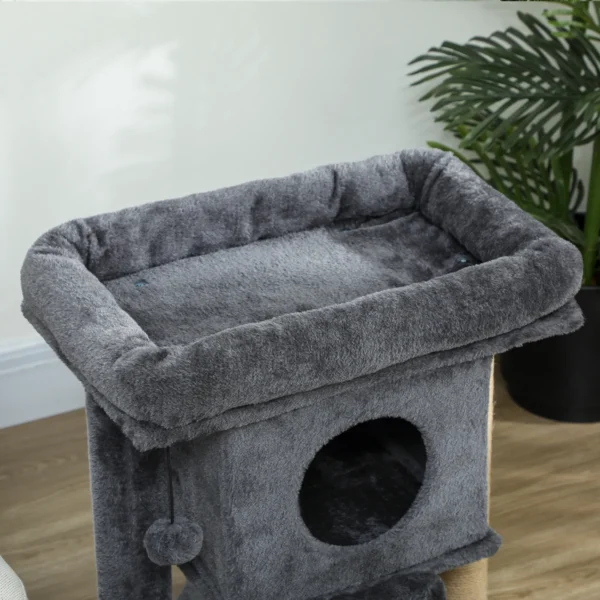 Krabpaal met jute krabmat, ligplatform, speelbal, kattenhuis, beige, 40 x 40 x 57 cm 9