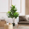 Kunstmatige vioolvijgenboom 110cm kunstplant, plastic kunstmatige planten in pot, decoratie cadeau 2