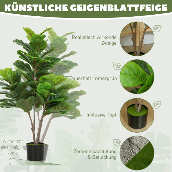 Kunstmatige vioolvijgenboom 110cm kunstplant, plastic kunstmatige planten in pot, decoratie cadeau 5