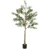 Kunstplant, kunstmatige olijfboom, 150 cm, 720 bladeren, 40 olijven, stabiele bloempot, decoratieplant, groen 1