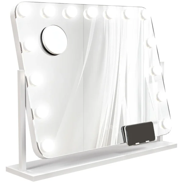 Led make upspiegel, 3 lichtmodi, dimbaar, aanraakbediening, usb, 62,5 x 49,5cm, wit 1