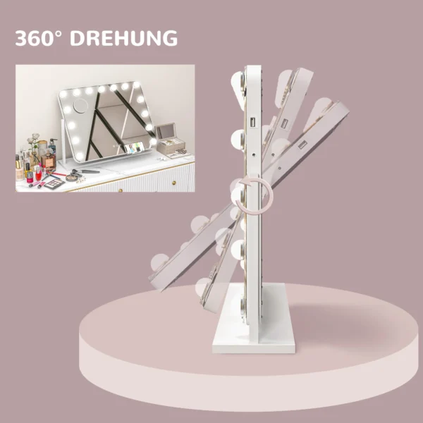 Led make upspiegel, 3 lichtmodi, dimbaar, aanraakbediening, usb, 62,5 x 49,5cm, wit 10