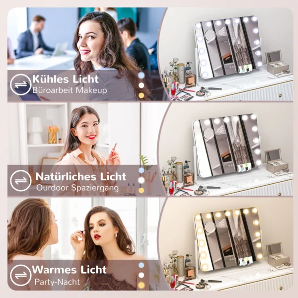 Led make upspiegel, 3 lichtmodi, dimbaar, aanraakbediening, usb, 62,5 x 49,5cm, wit 7
