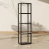 Led staande lamp met 4 laags rek, verlicht rek met 4 glazen vakken, voetschakelaar, mdf, zwart 4