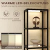 Led staande lamp met 4 laags rek, verlicht rek met 4 glazen vakken, voetschakelaar, mdf, zwart 7