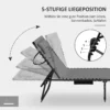 Ligstoel tuinstoel, inklapbaar, inclusief kussen, weerbestendig; 188 cm x 65 cm x 36 cm, grijs + zwart 7