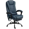 Massage bureaustoel, 7 vibratiepunten, verstelbare voetsteun & rugleuning, tot 120 kg, leerlook, blauw 1