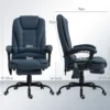 Massage bureaustoel, 7 vibratiepunten, verstelbare voetsteun & rugleuning, tot 120 kg, leerlook, blauw 4