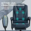 Massage bureaustoel, 7 vibratiepunten, verstelbare voetsteun & rugleuning, tot 120 kg, leerlook, blauw 5