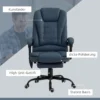 Massage bureaustoel, 7 vibratiepunten, verstelbare voetsteun & rugleuning, tot 120 kg, leerlook, blauw 9