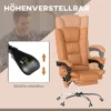 Massage bureaustoel, bureaustoel met verwarmingsfunctie, draaistoel, ligfunctie, in hoogte verstelbare pc stoel, lichtbruin 6