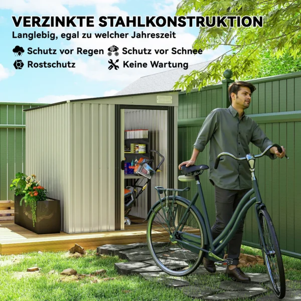 Metalen gereedschapshuis 2,81m² 154x206,5x181 cm gereedschapsschuur met lessenaarsdak fundament 5