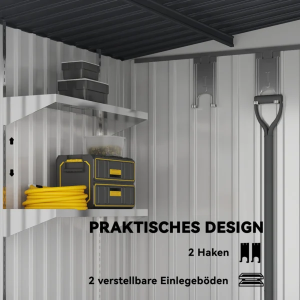 Metalen gereedschapshuis 2,81m² 154x206,5x181 cm gereedschapsschuur met lessenaarsdak fundament 6