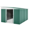 Metalen gereedschapsschuur met schuin dak, vergrendelbare dubbele deur 2,8 x 3,45 x 2,01m groen 1