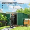 Metalen gereedschapsschuur met schuin dak, vergrendelbare dubbele deur 2,8 x 3,45 x 2,01m groen 5