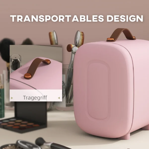 Mini koelkast beauty koelkast, 4 l capaciteit, 20,3 x 26,3 x 28 cm, roze 7