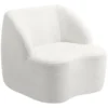 Moderne fauteuil met vliesbekleding, knusse gestoffeerde stoel voor woonkamer, slaapkamer, thuiskantoor, crèmewit 1