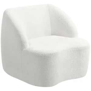 Moderne fauteuil met vliesbekleding, knusse gestoffeerde stoel voor woonkamer, slaapkamer, thuiskantoor, crèmewit 1