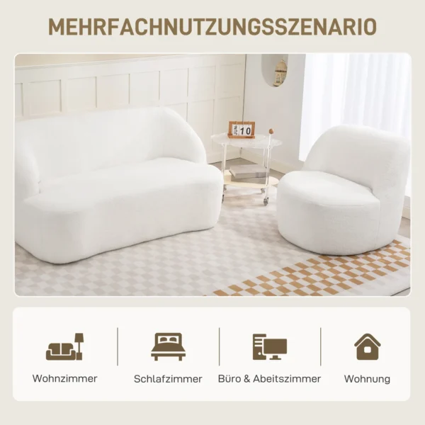 Moderne fauteuil met vliesbekleding, knusse gestoffeerde stoel voor woonkamer, slaapkamer, thuiskantoor, crèmewit 6