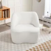 Moderne fauteuil met vliesbekleding, knusse gestoffeerde stoel voor woonkamer, slaapkamer, thuiskantoor, crèmewit 8