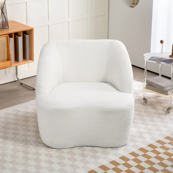 Moderne fauteuil met vliesbekleding, knusse gestoffeerde stoel voor woonkamer, slaapkamer, thuiskantoor, crèmewit 8