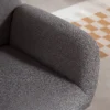 Moderne gestoffeerde stoel, hoge rugleuning, dikke bekleding, metalen poten, grijs 10