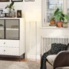 Moderne staande lamp, 3 modi, voetschakelaar, verstelbare helderheid, linnenlook, wit 2