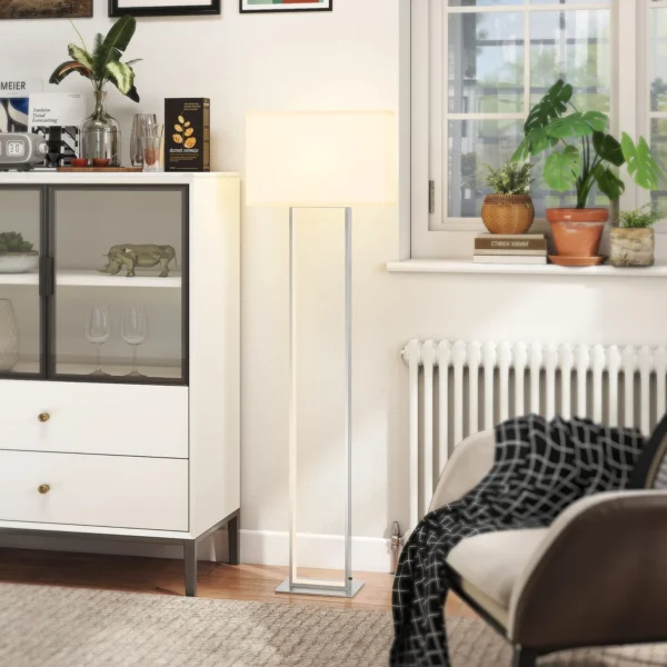 Moderne staande lamp, 3 modi, voetschakelaar, verstelbare helderheid, linnenlook, wit 2