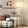 Moderne staande lamp, 3 modi, voetschakelaar, verstelbare helderheid, linnenlook, wit 5