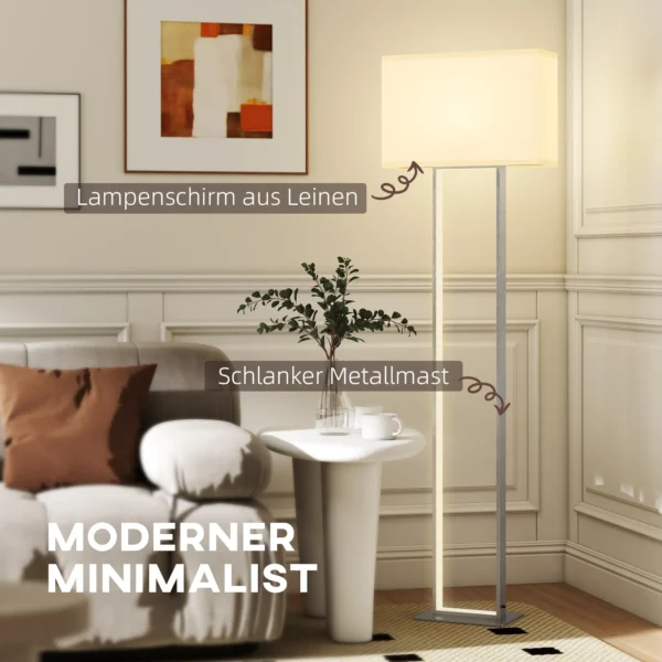 Moderne staande lamp, 3 modi, voetschakelaar, verstelbare helderheid, linnenlook, wit 5