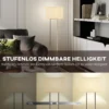 Moderne staande lamp, 3 modi, voetschakelaar, verstelbare helderheid, linnenlook, wit 7