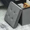 Opvouwbare zitkruk met opslagruimte, opbergdoos, schuimstof, mdf, grijs 10