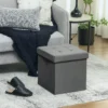 Opvouwbare zitkruk met opslagruimte, opbergdoos, schuimstof, mdf, grijs 2