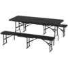 Picknicktafel en banken, 3 delig set, opvouwbaar, kunststof, metaal, zwart 1