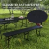Picknicktafel en banken, 3 delig set, opvouwbaar, kunststof, metaal, zwart 5