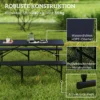 Picknicktafel en banken, 3 delig set, opvouwbaar, kunststof, metaal, zwart 6