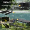 Picknicktafel en banken, 3 delig set, opvouwbaar, kunststof, metaal, zwart 8