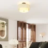 Plafondlamp, hanglamp met dubbele schermen in linnenlook, crèmewit 10