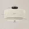 Plafondlamp, hanglamp met dubbele schermen in linnenlook, crèmewit 4