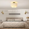 Plafondlamp, hanglamp met dubbele schermen in linnenlook, crèmewit 5