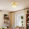 Plafondlamp, hanglamp met dubbele schermen in linnenlook, crèmewit 9