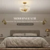 Plafondlamp, kroonluchter design, kristallen scherm, 3 gloeilampen, metaal, goudkleurig 5