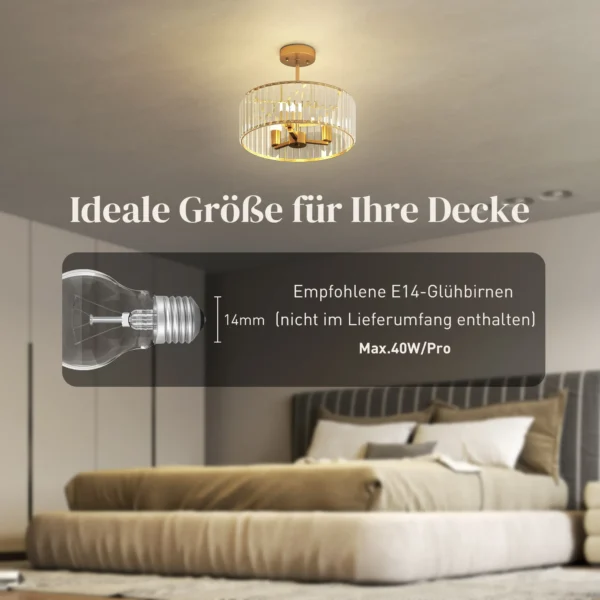 Plafondlamp, kroonluchter design, kristallen scherm, 3 gloeilampen, metaal, goudkleurig 6