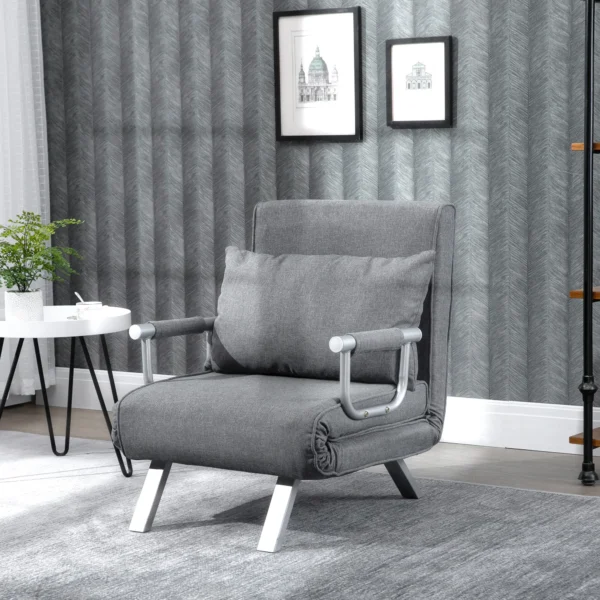 Relaxstoel ligstoel stoel, ligfunctie, logeerbed, 65 cm x 69 cm x 80 cm, grijs 2